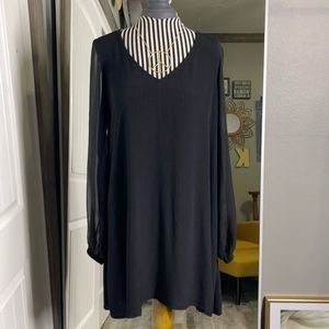 Express black sheer puff sleeve dress Small